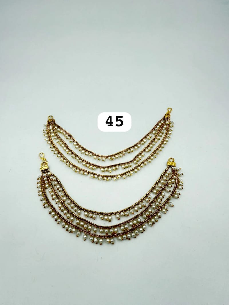 Pearl and Gold Toned Ear Chains