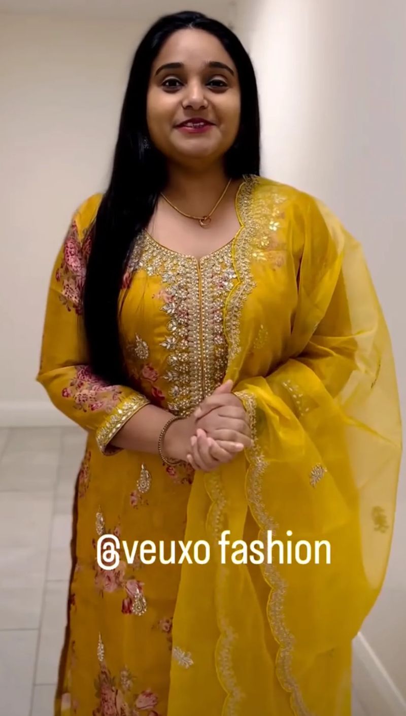  Mustard Yellow Embroidered Salwar Suit - Image 3