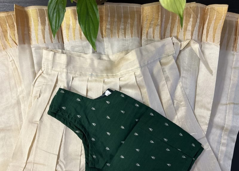 Kids Green Motif Blouse and Skirt Set - Image 2