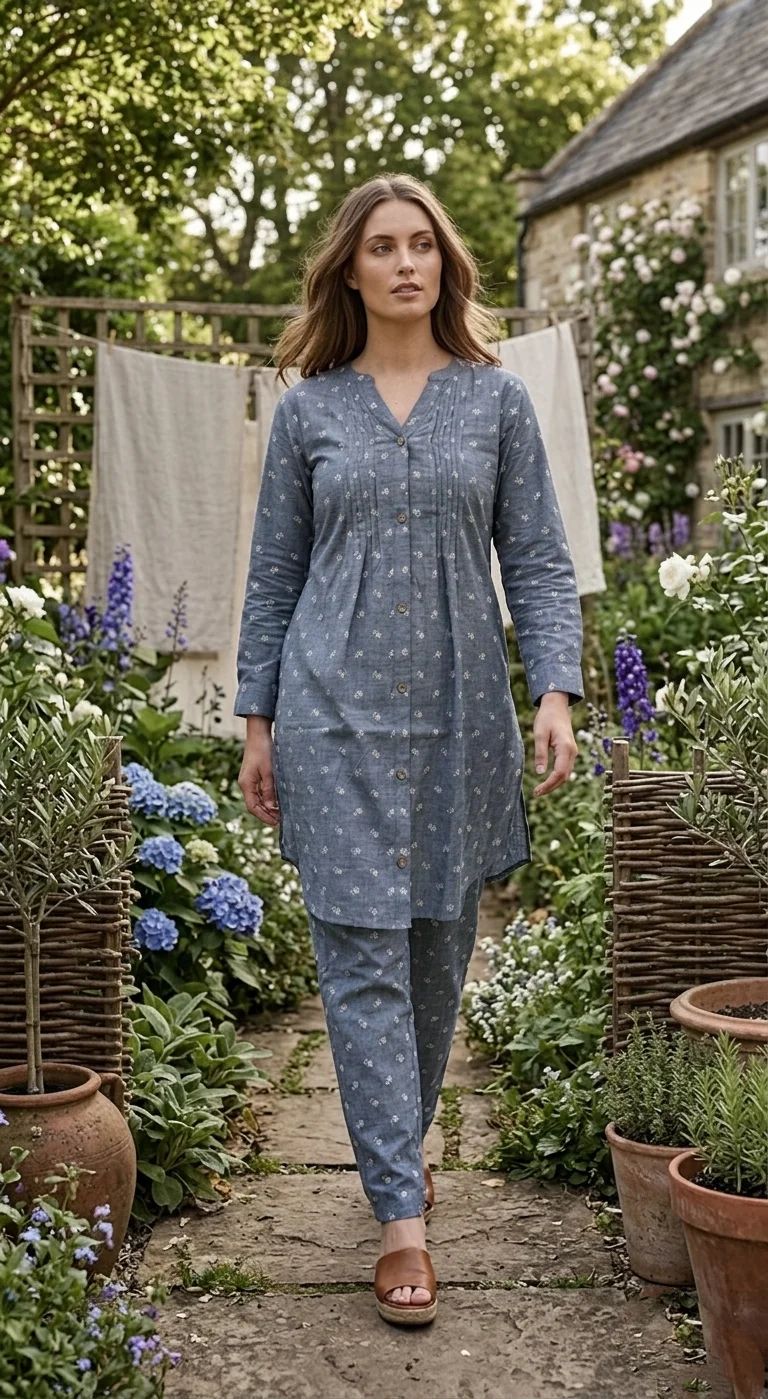 Grey Co-ord Set featuring a Small White Floral Print - Image 2