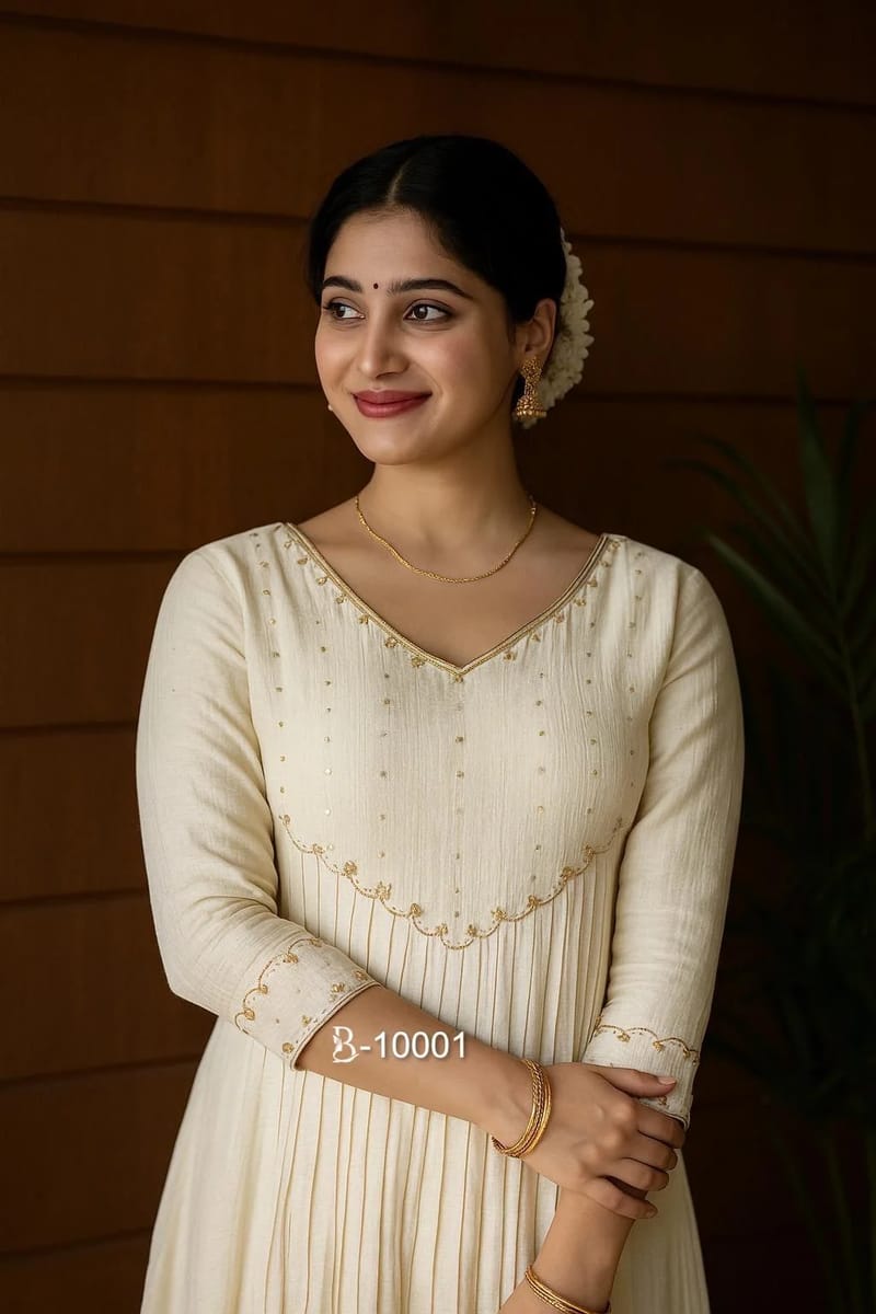Off-White Badri Silk Kurta with delicate Gold Zari Work and Slub Cotton Straight Fit Pant with dupatta (3 piece)