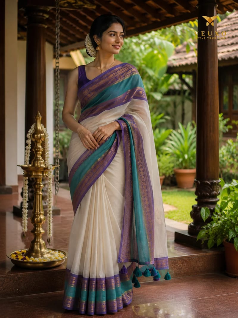 Big Kanchi boarder Kerala Mulcotton saree