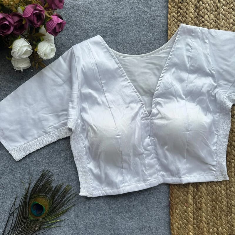 Silk Side Stretchable Blouse White