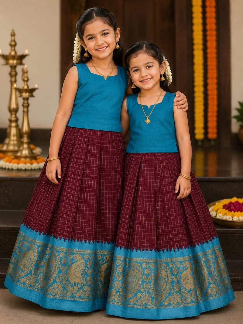 Elegant kids Pattupavada set