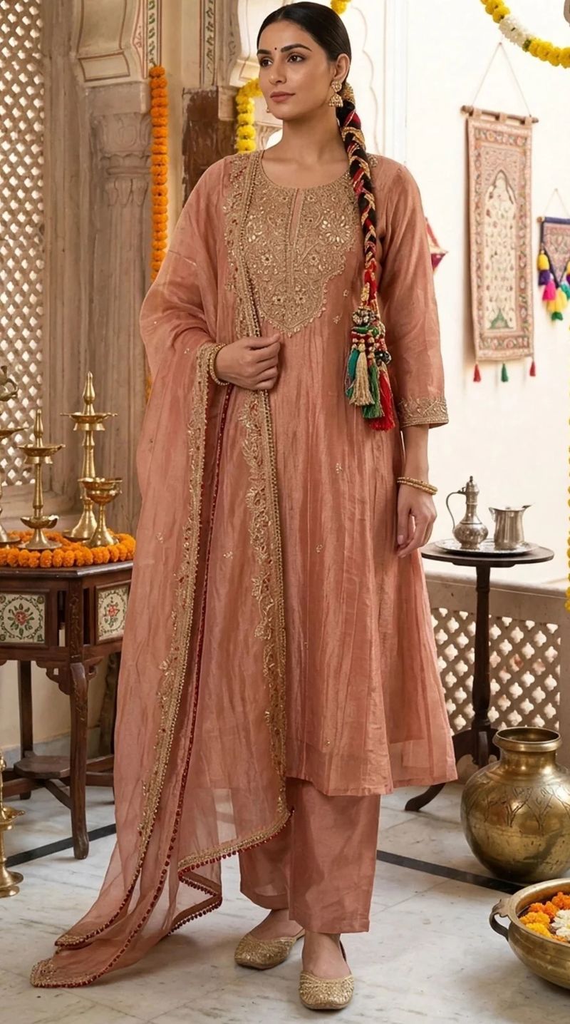 Dusty Peach Crushed Tissue Suit Set