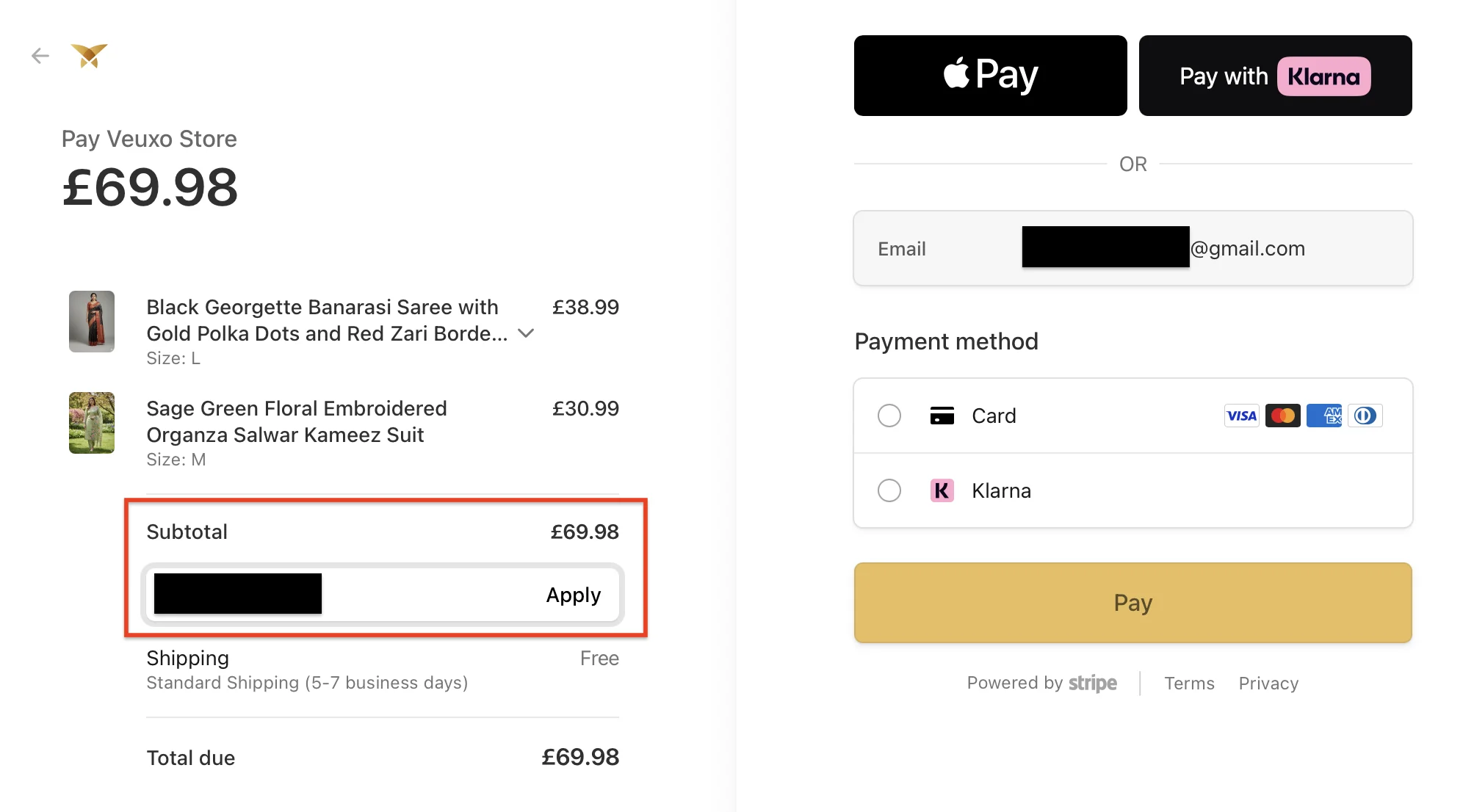 Enter the promo code and apply - Desktop