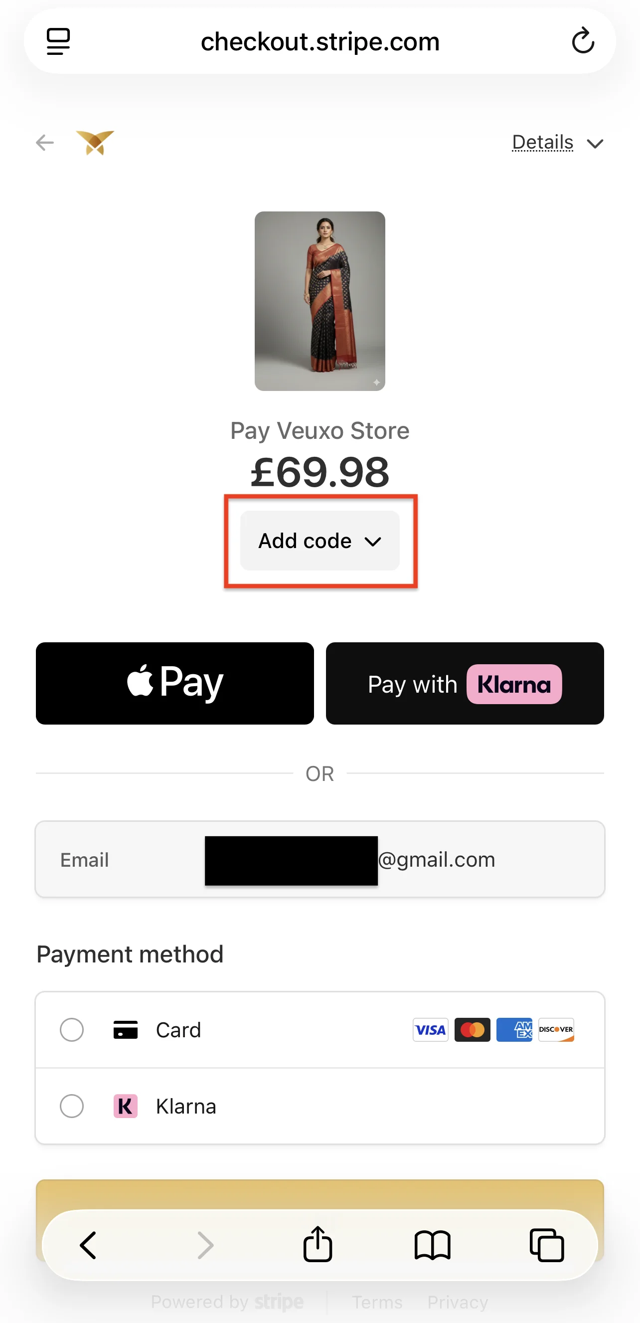 Find the location to enter the promo code - Mobile