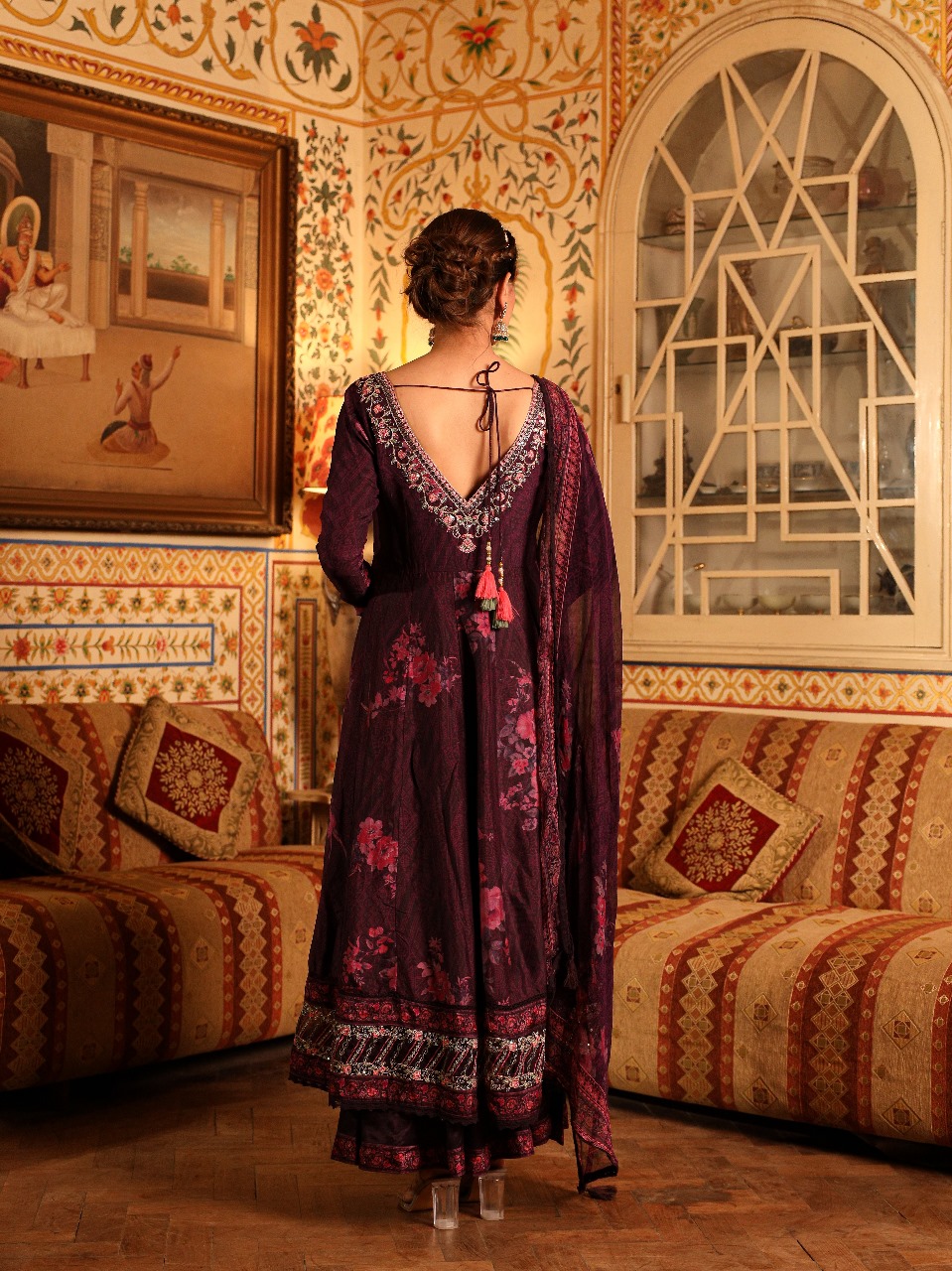 Deep Plum Embroidered Anarkali Set