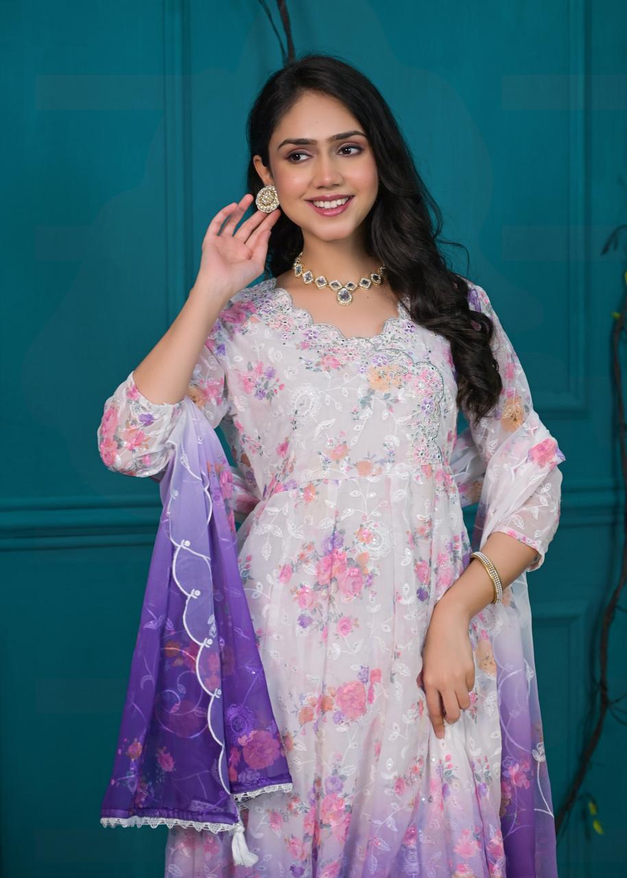 Lavender Bloom Sharara Set