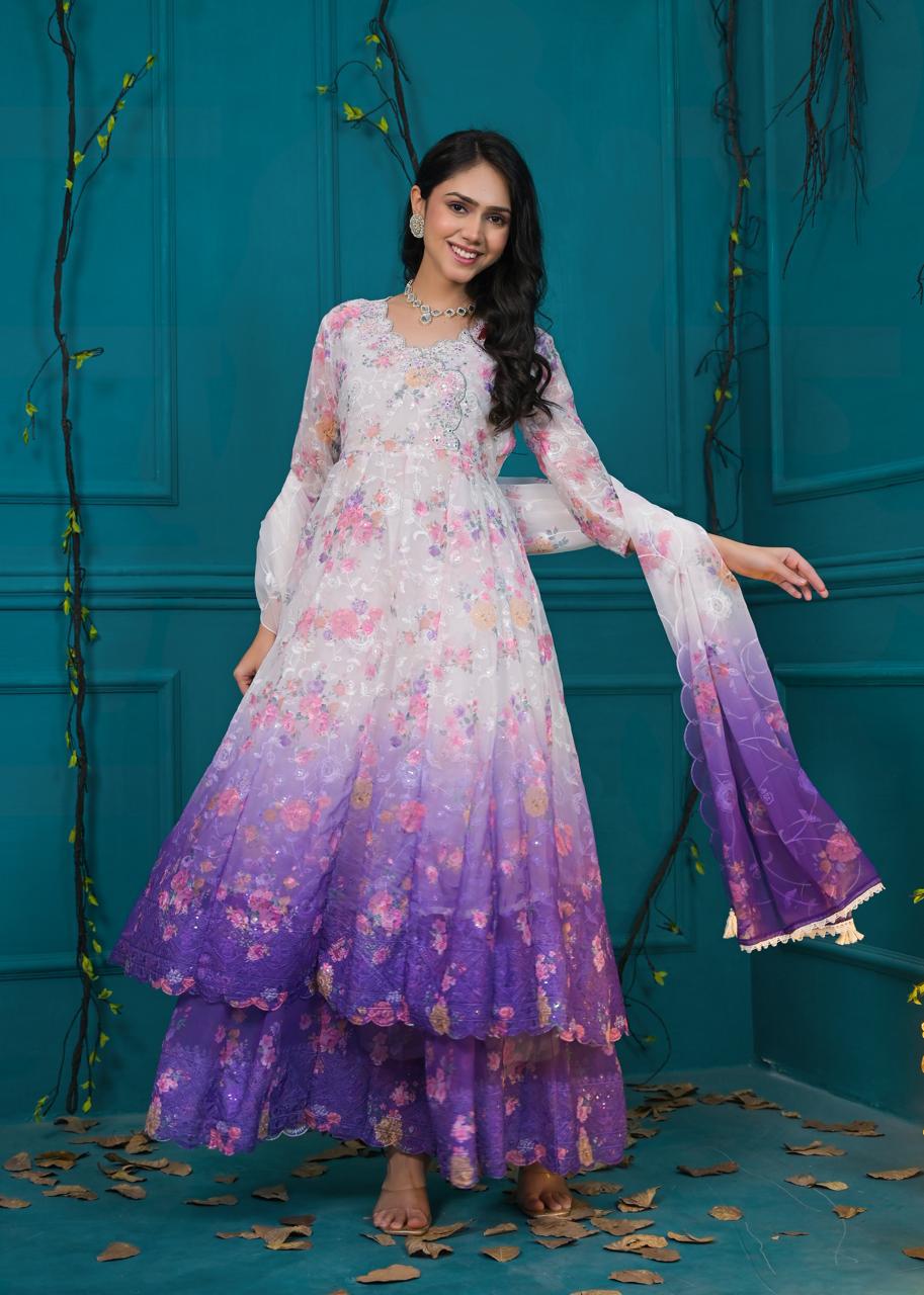 Lavender Bloom Sharara Set - Image 4