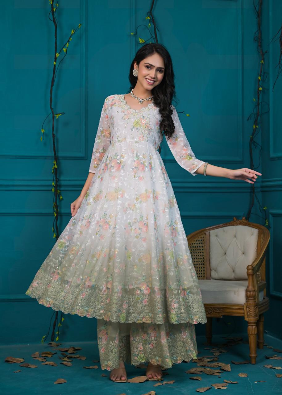 Pastel Party Wear Sharara Set - Image 2