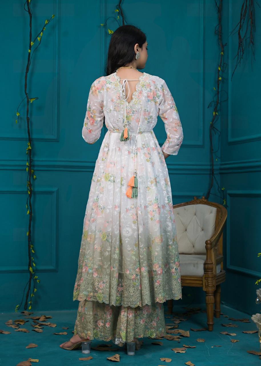 Pastel Party Wear Sharara Set - Image 3