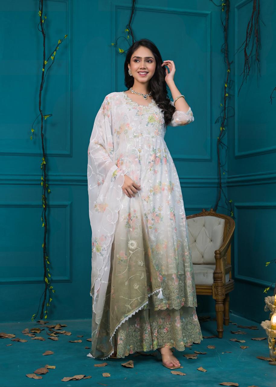Pastel Party Wear Sharara Set - Image 4