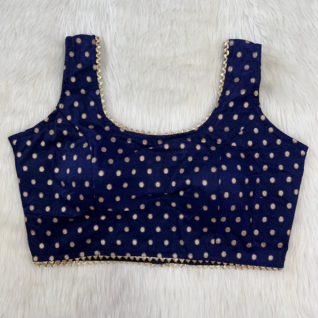 Elegant Blue Butti Print Saree Blouse