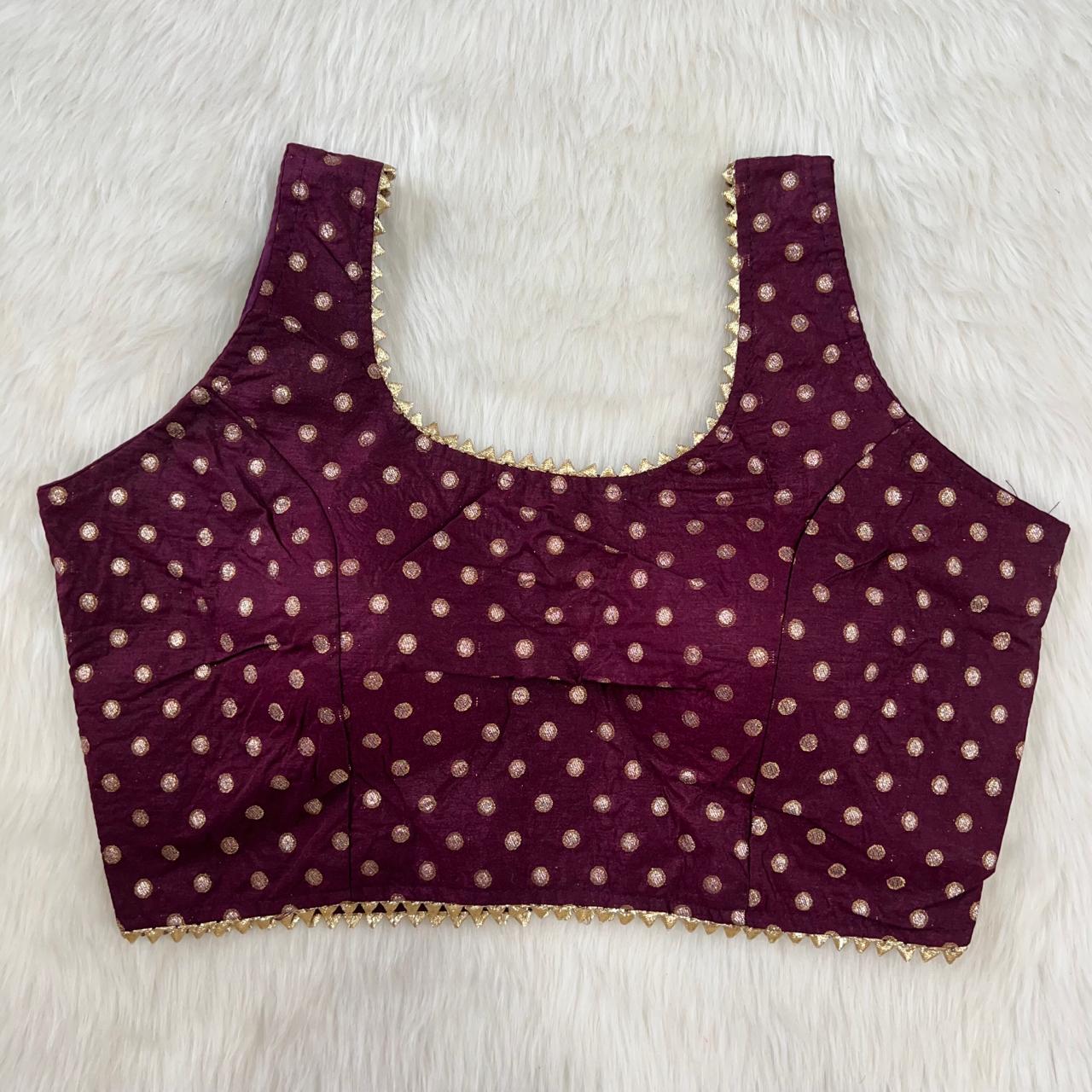 Elegant Maroon Butti Work Sleeveless Saree Blouse