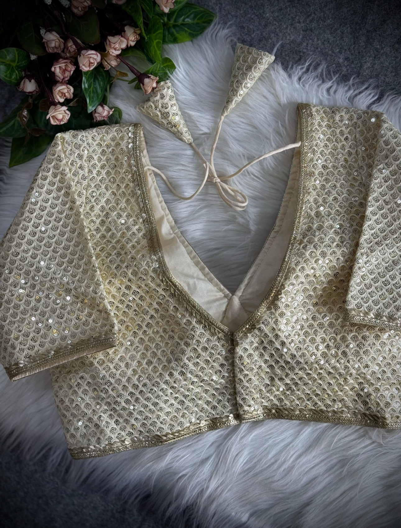 Golden Sequin Embellished Readymade Blouse