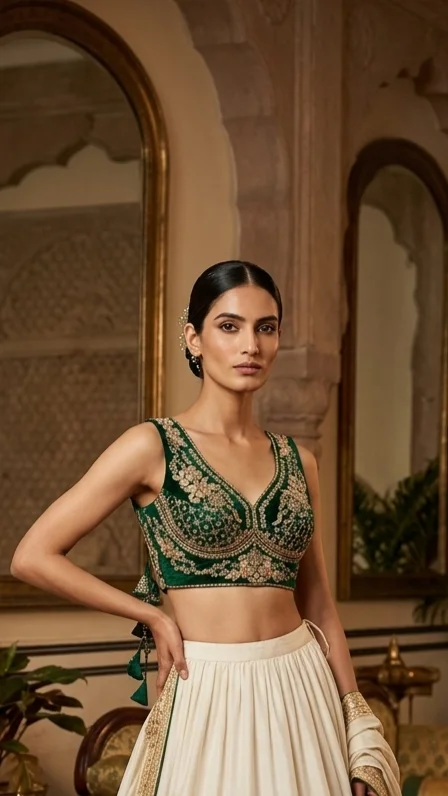 Emerald Green Embroidered Bridal Blouse