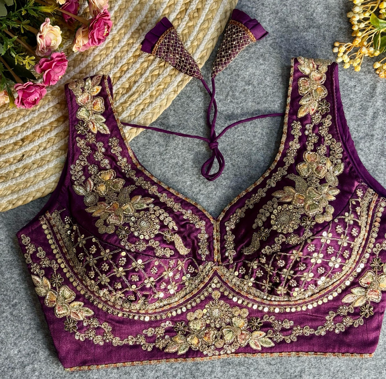 Regal Purple Embroidered Lehenga Blouse