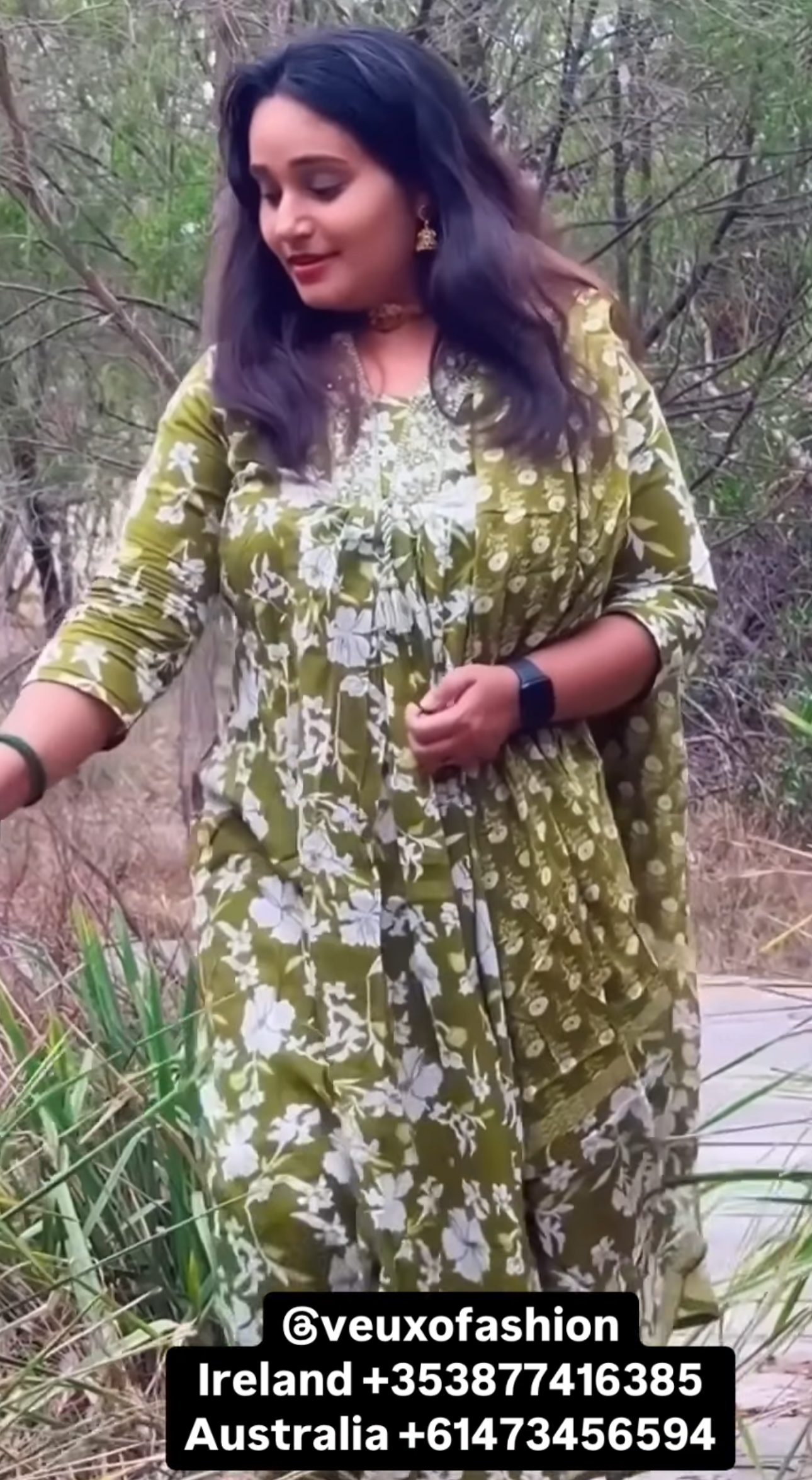 Sage Green Floral Print Kurta Set - Image 2