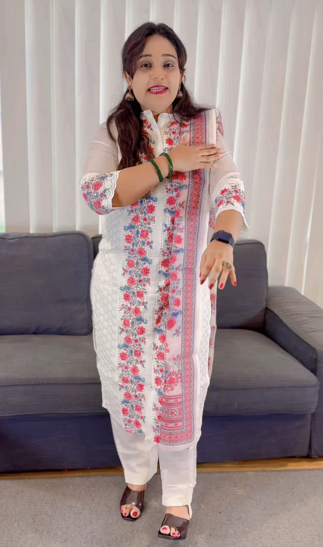  Elegant White Chikankari Suit with Floral Embroidery - Image 2