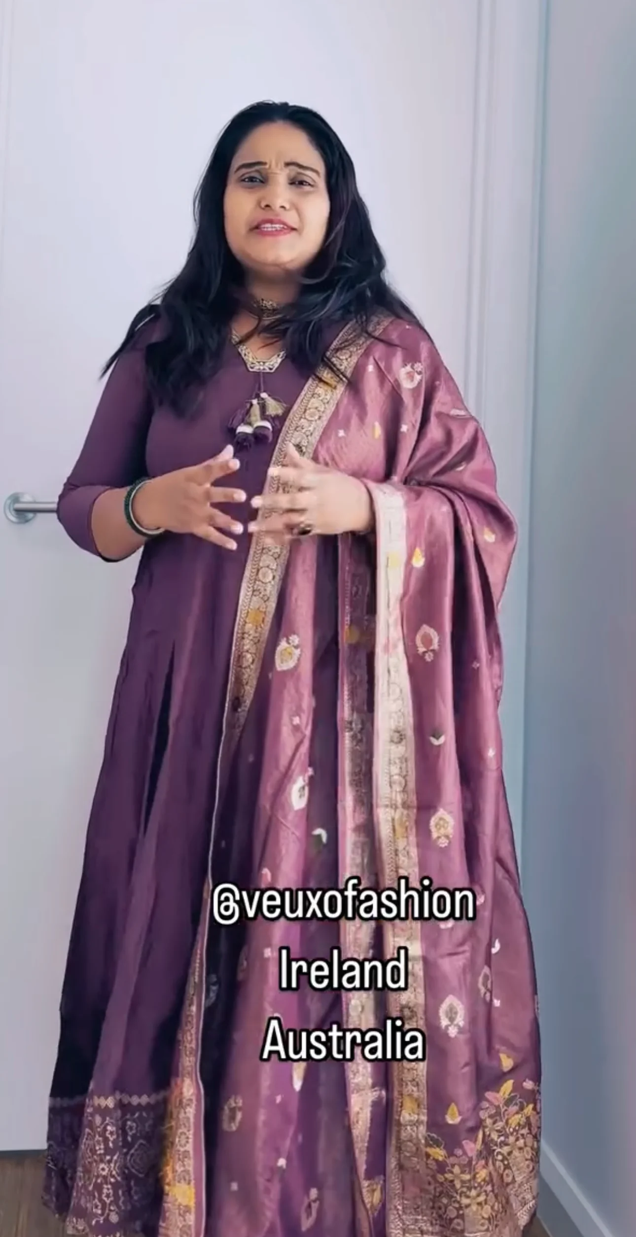  Elegant Plum Anarkali Suit with Brocade Dupatta