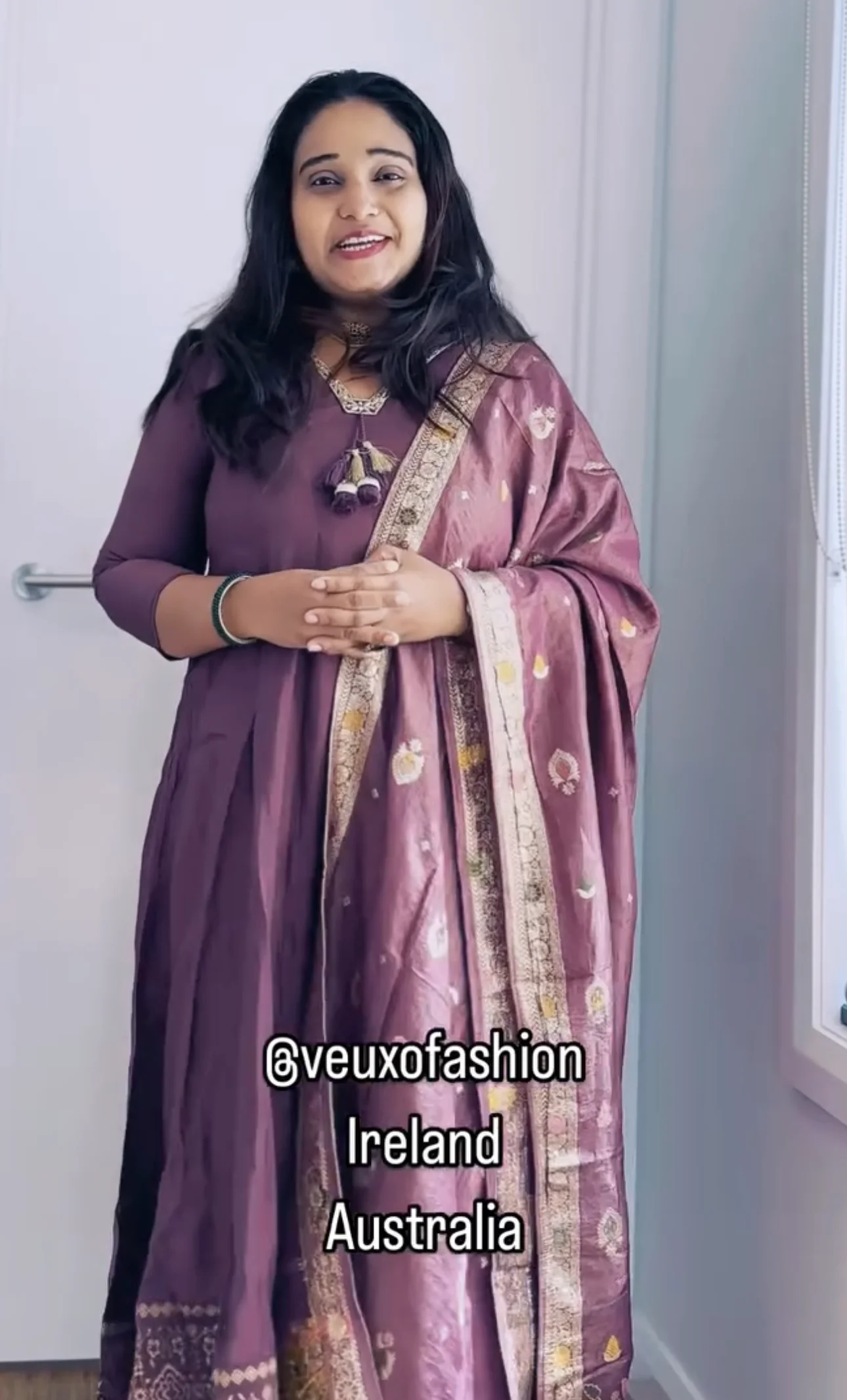  Elegant Plum Anarkali Suit with Brocade Dupatta - Image 2