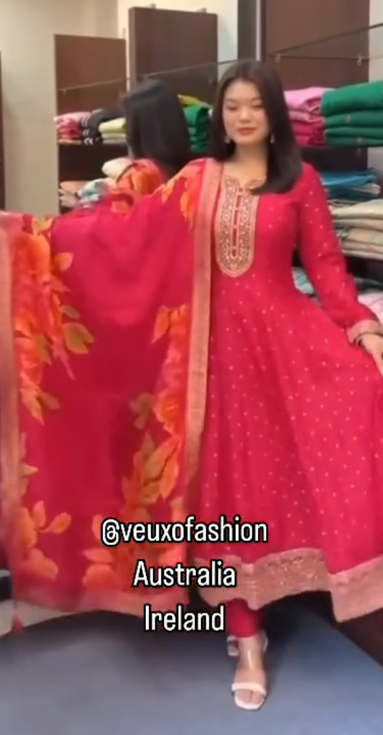  Vibrant Pink Anarkali Suit with Floral Dupatta