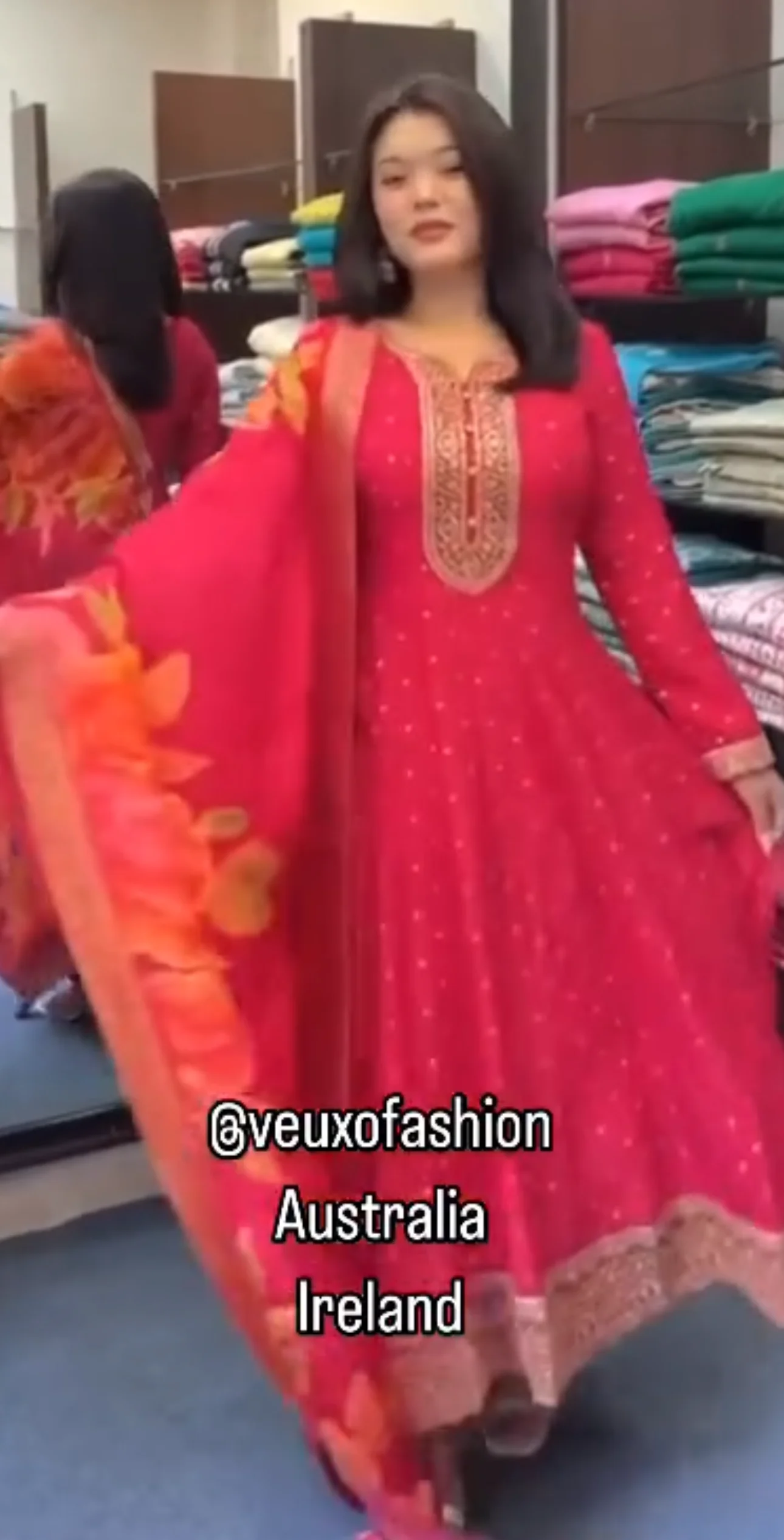  Vibrant Pink Anarkali Suit with Floral Dupatta - Image 2
