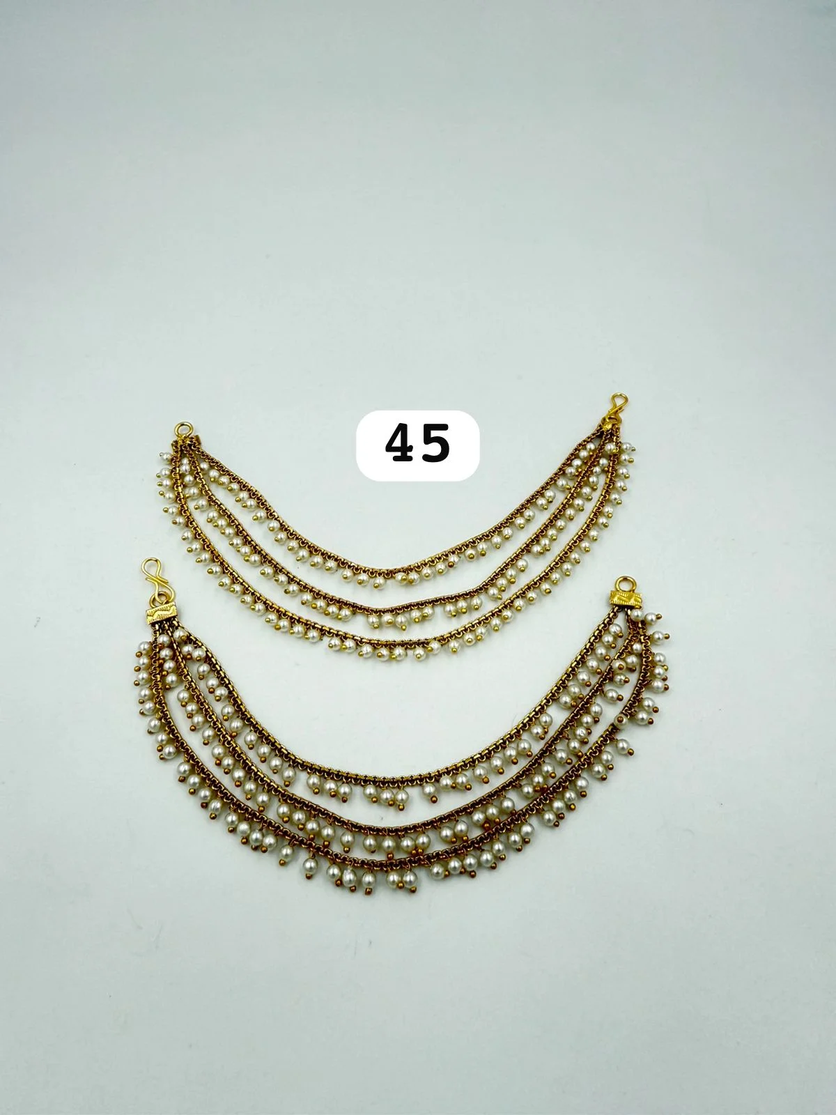 Pearl and Gold Toned Ear Chains
