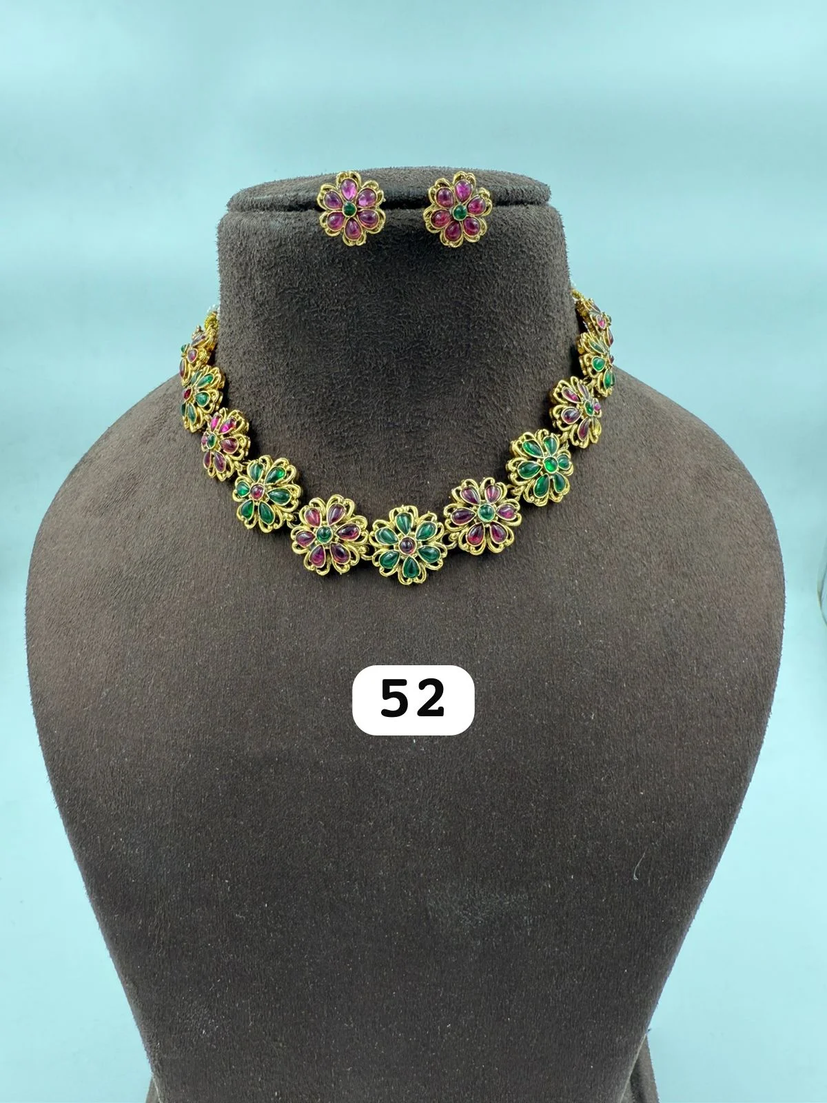 Floral Stone Choker & Stud Set