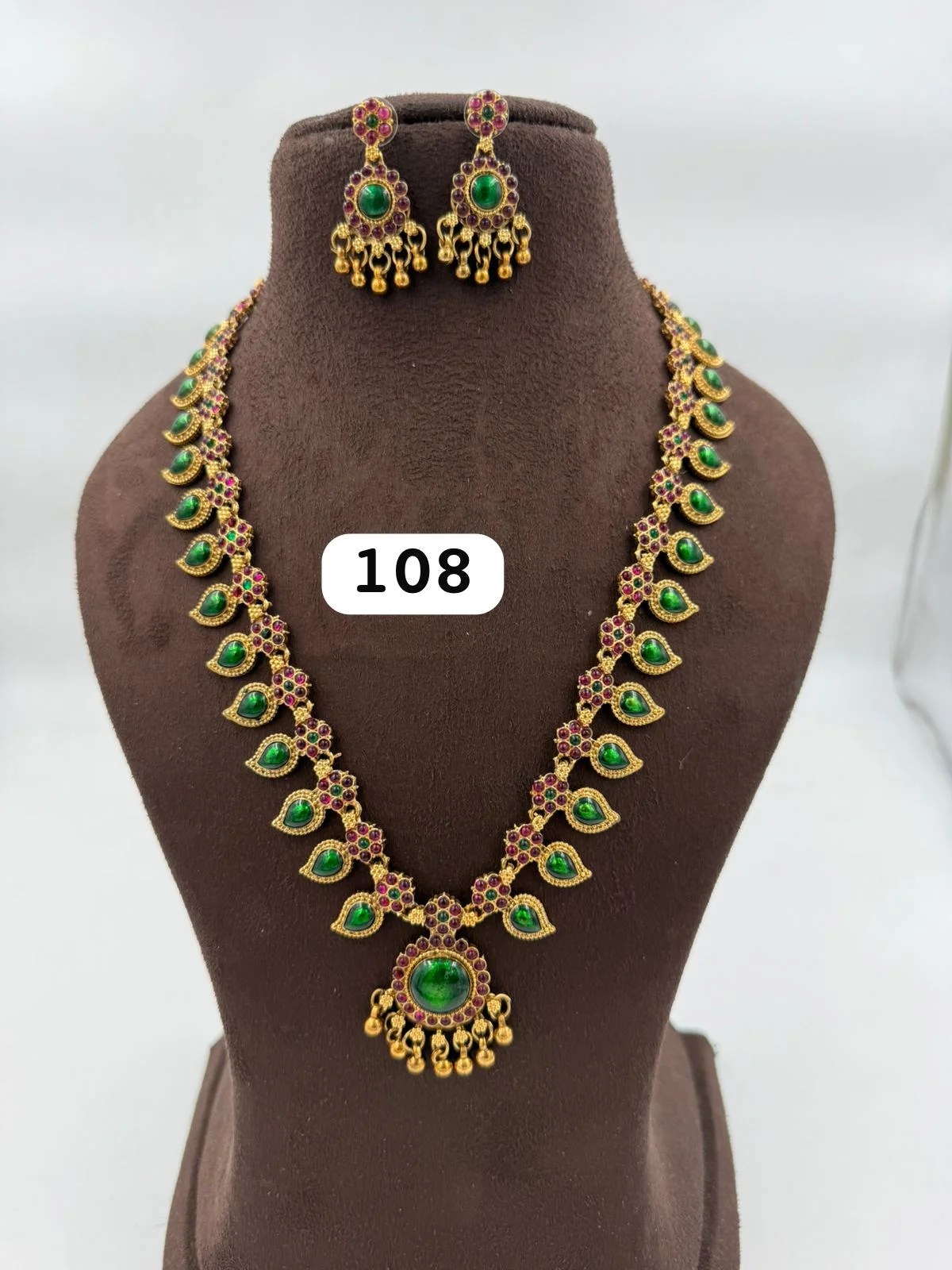 Mango Design Emerald & Ruby Necklace Set