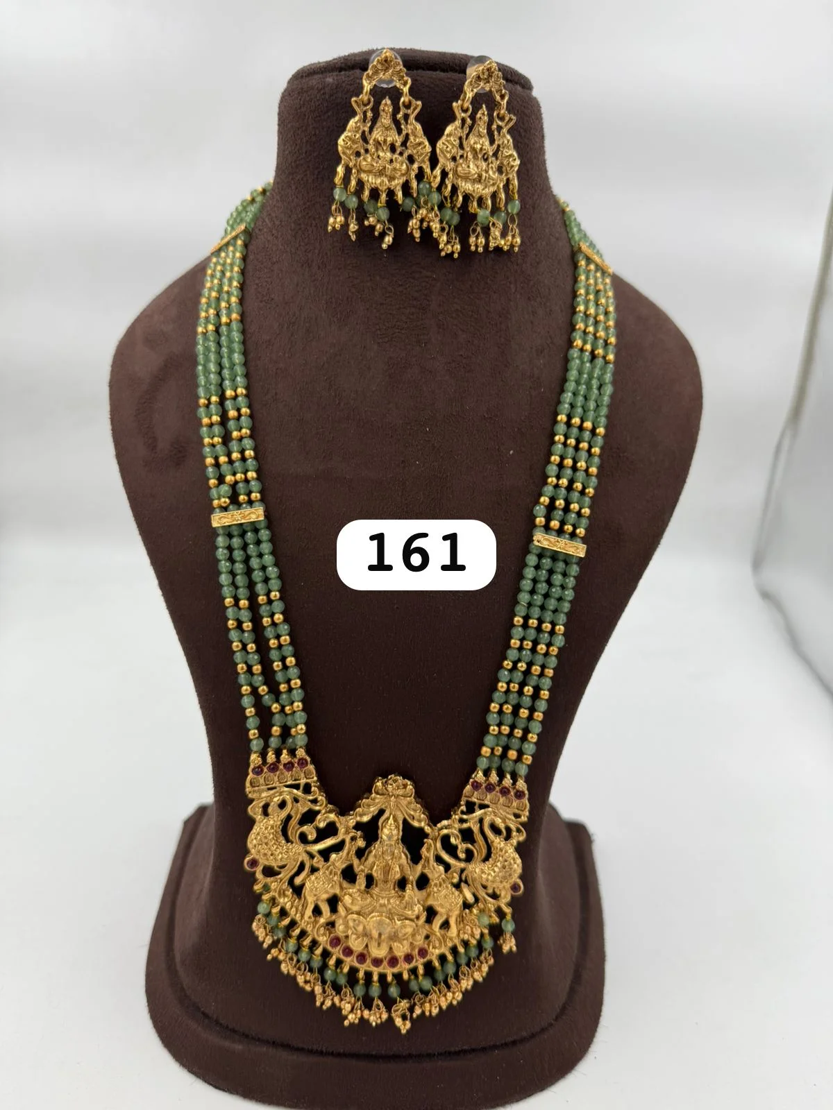 Antique Lakshmi Green Bead Haram Set
