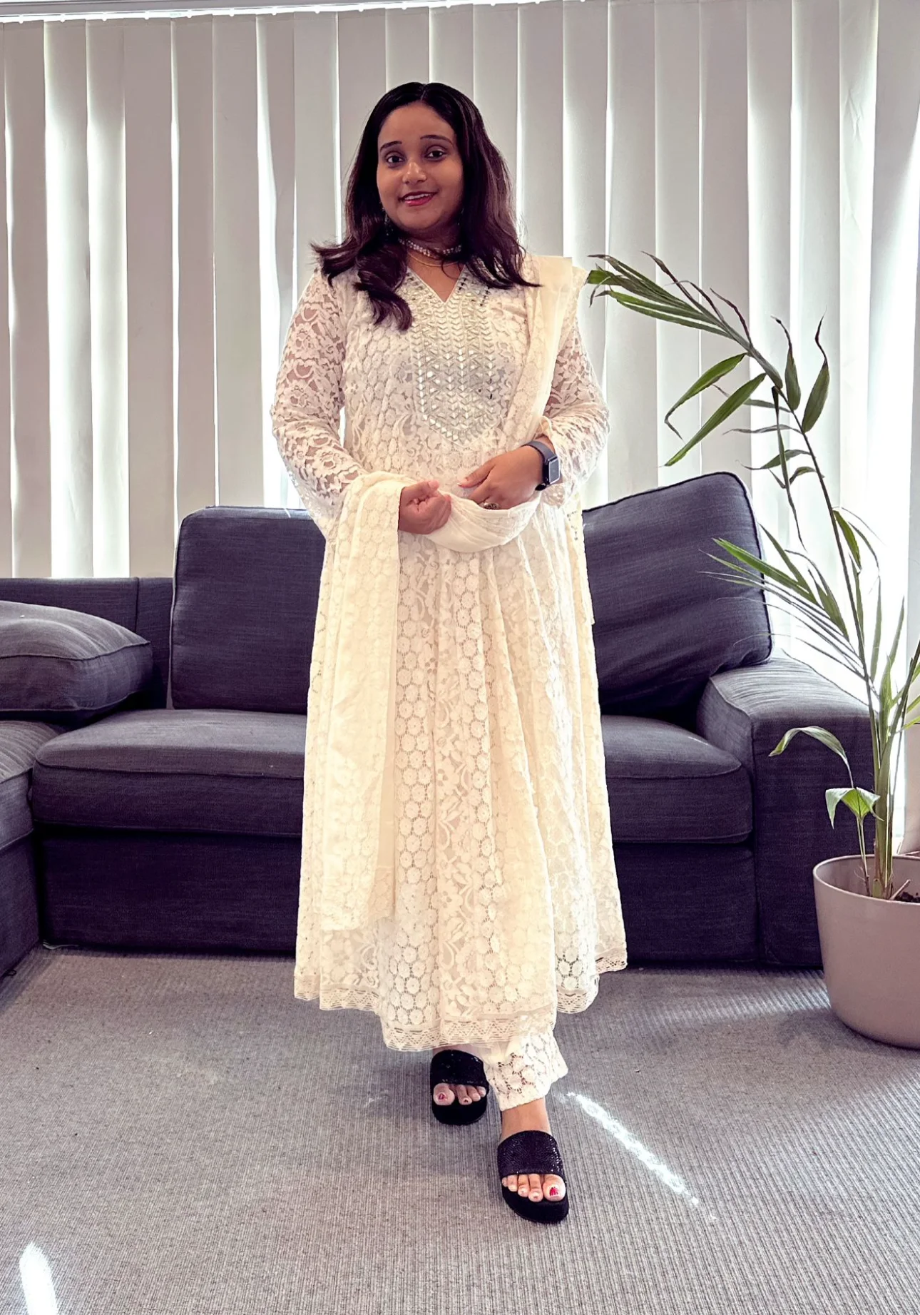  White Lace Anarkali Salwar Suit - Image 2