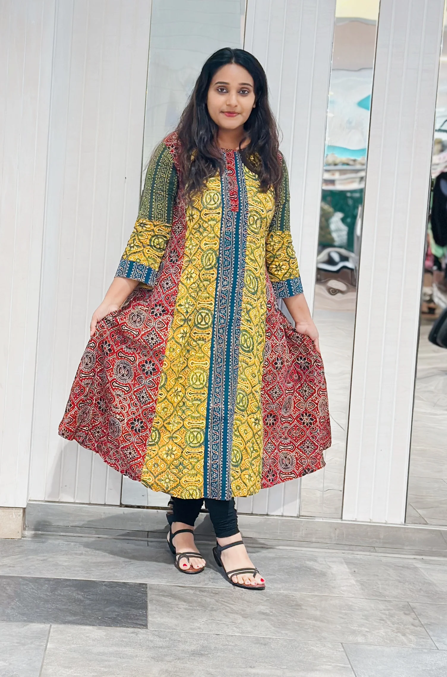  Printed Cotton Anarkali Kurta