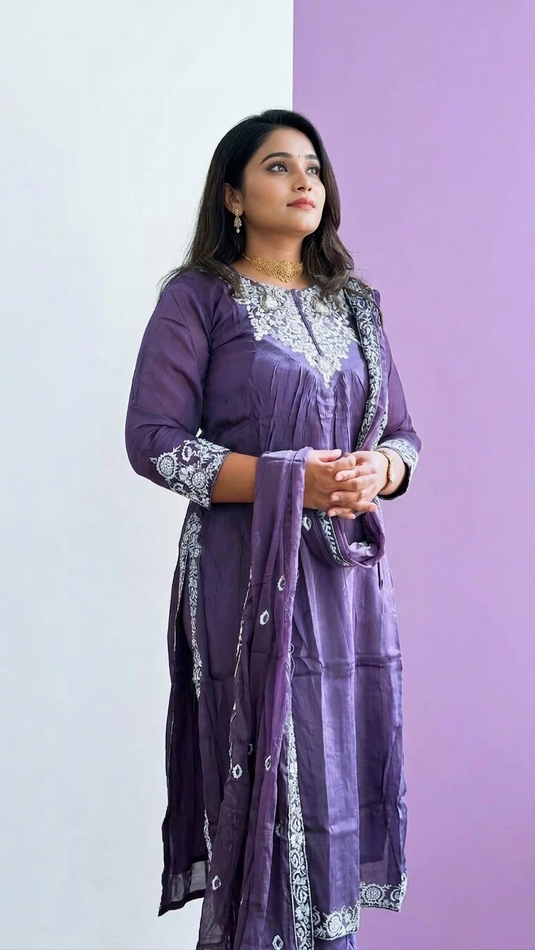  Purple Embroidered Salwar Suit