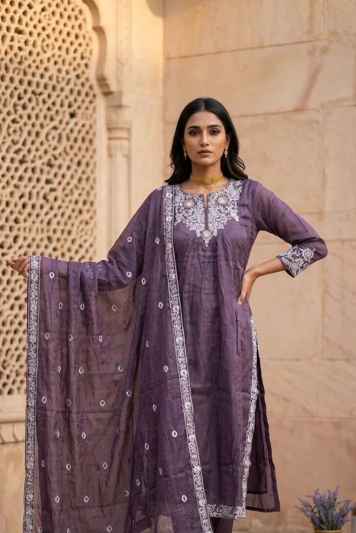 Purple Embroidered Salwar Suit - Image 2