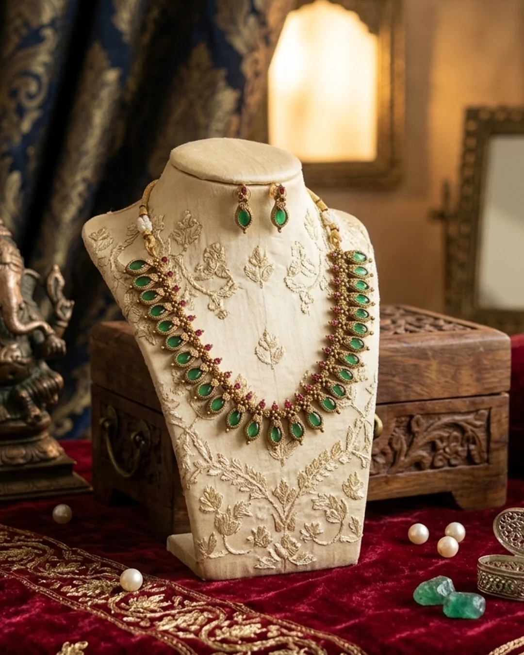 Emerald & Ruby Stone Choker Set
