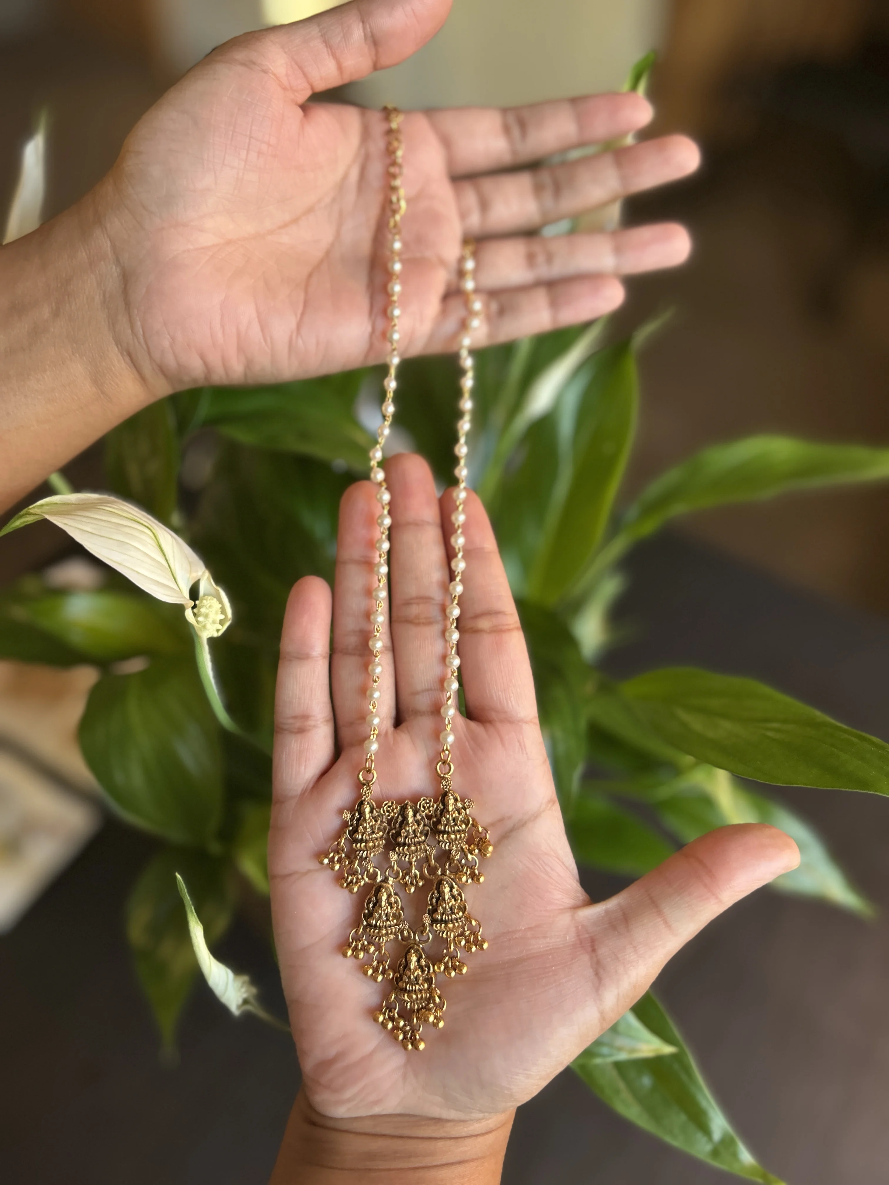 Antique Gold Temple Design Necklace Set - Image 2