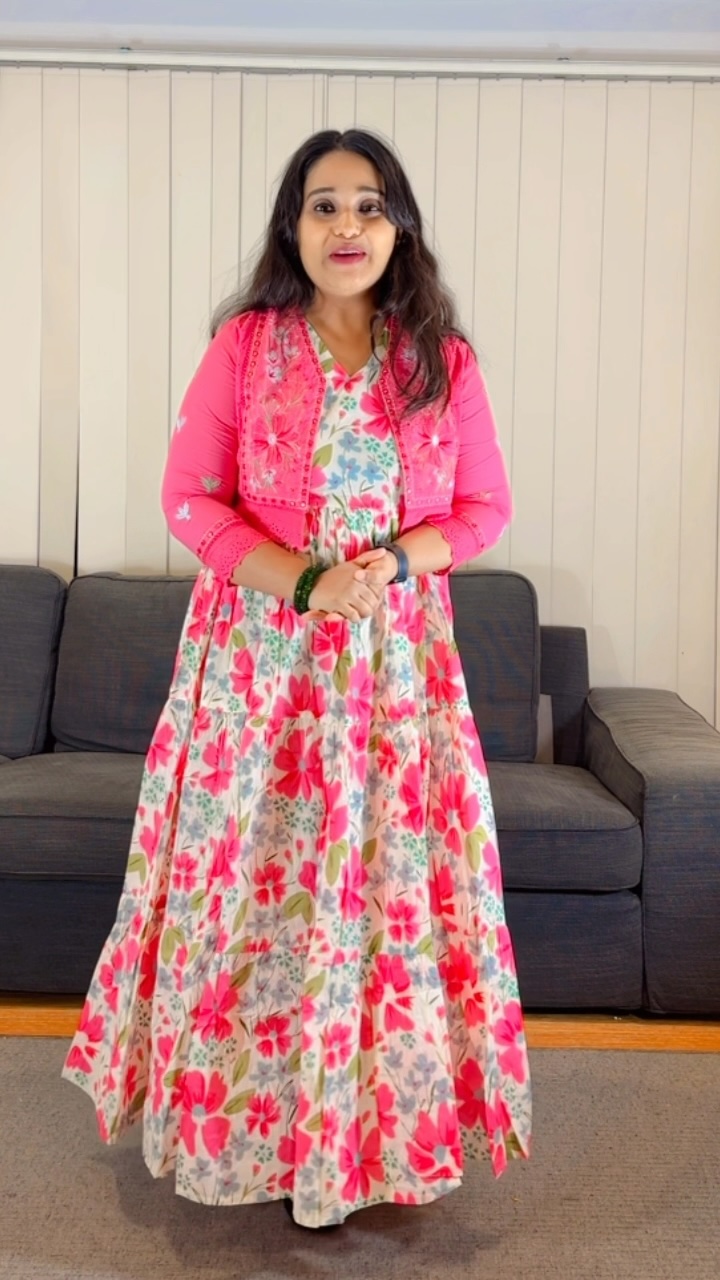 Pink Floral Printed Maxi Dress with Matching Jacket