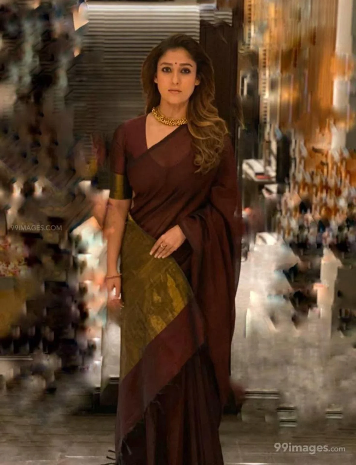  Maroon and Gold Kasavu Saree with Black Tassels and Stitched Blouse - Image 2