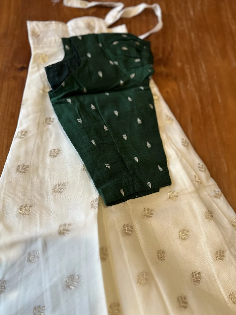 Kids' Green and White Motif skirt and top Set - Image 2