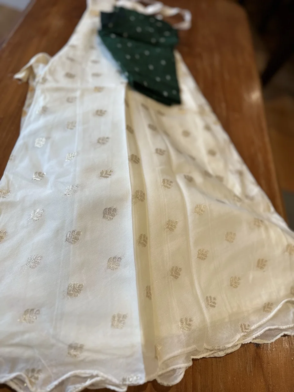 Kids' Green and White Motif skirt and top Set - Image 3