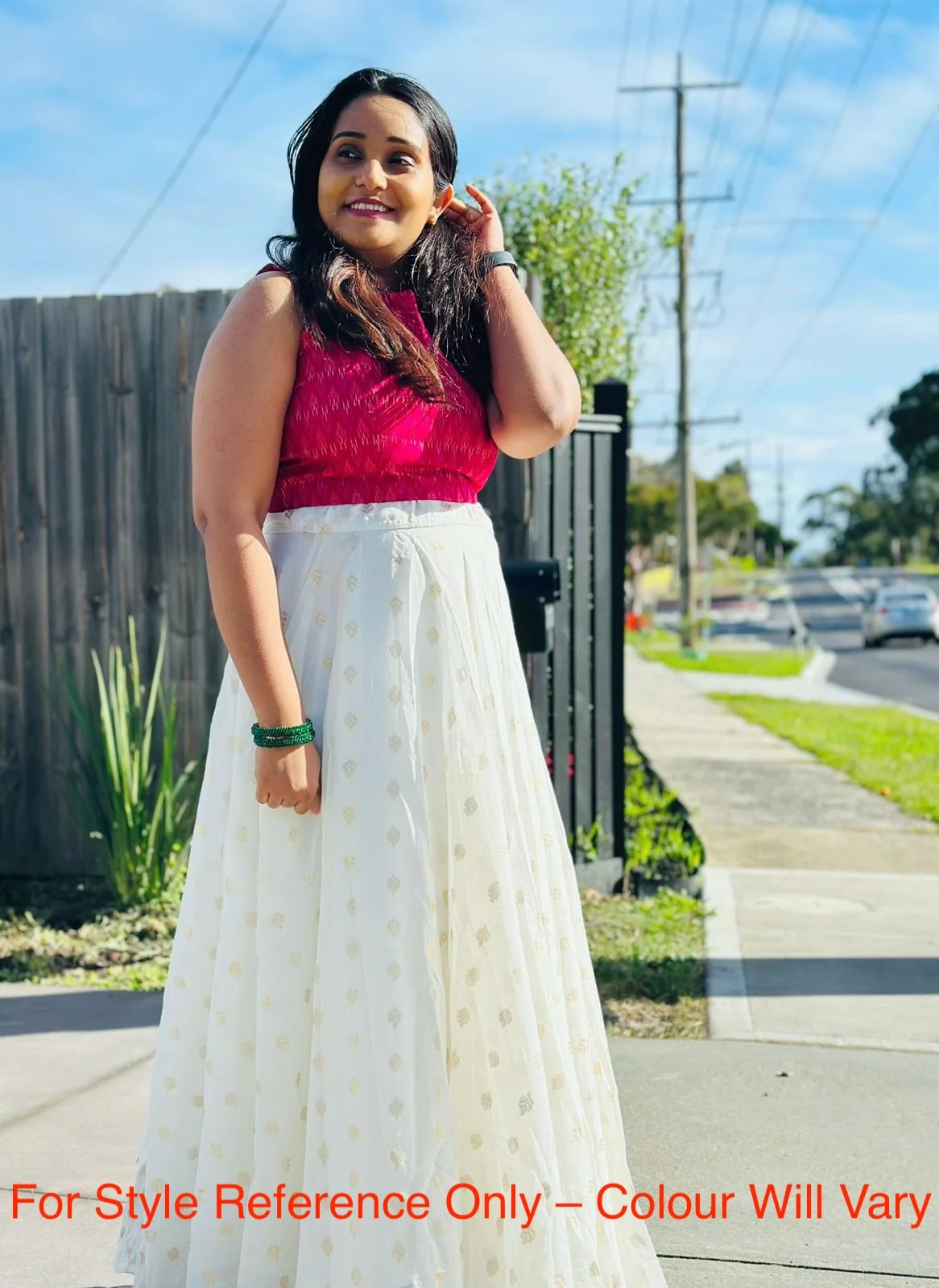 Kids' Green and White Motif skirt and top Set - Image 4