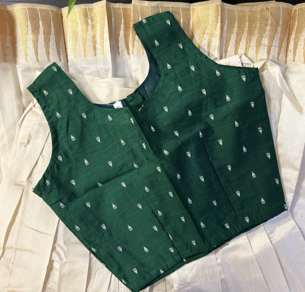 Kids Green Motif Blouse and Skirt Set