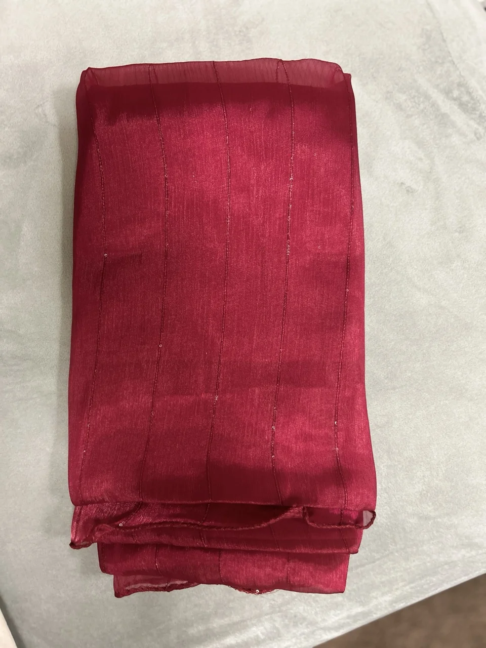 Wine Red and Gold Blouse with White Checked Skirt (Dhavani) - Image 4
