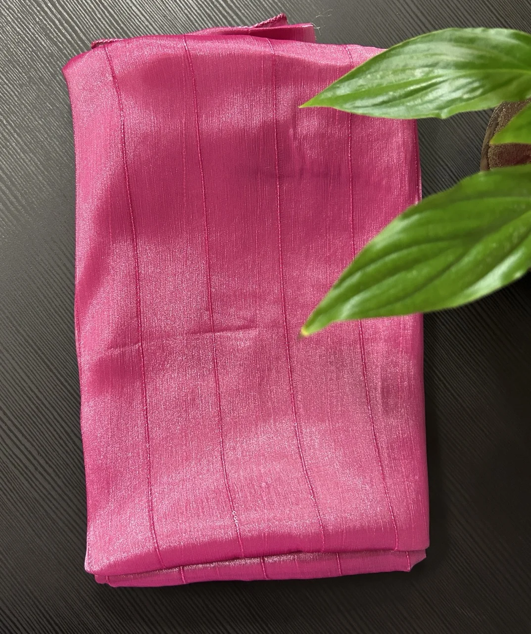 Hot Pink Blouse with Gold Motifs and White Checked Skirt (Dhavani Set) - Image 4