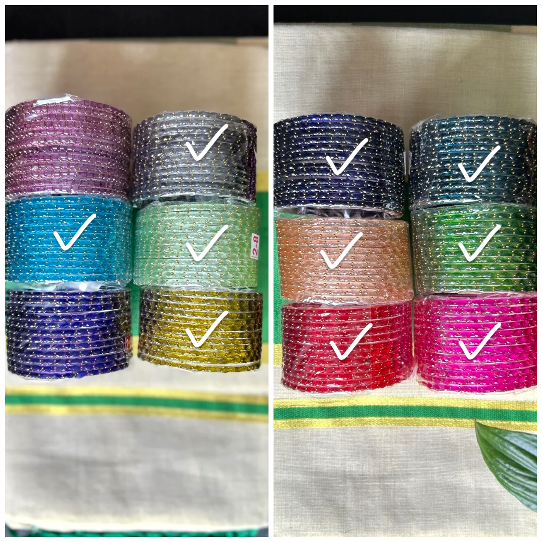 Multi-colored Glass Rain Drop Bangles (10 colors, 6 each)