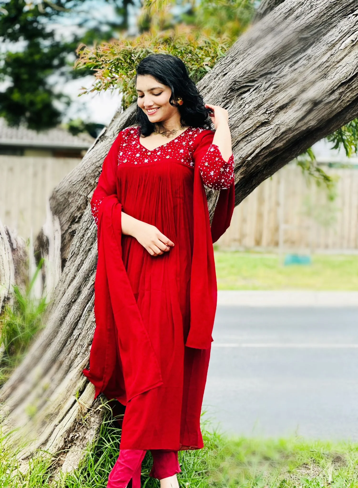 Maroon Premium Georgette Anarkali Suit with a Flowing Silhouette