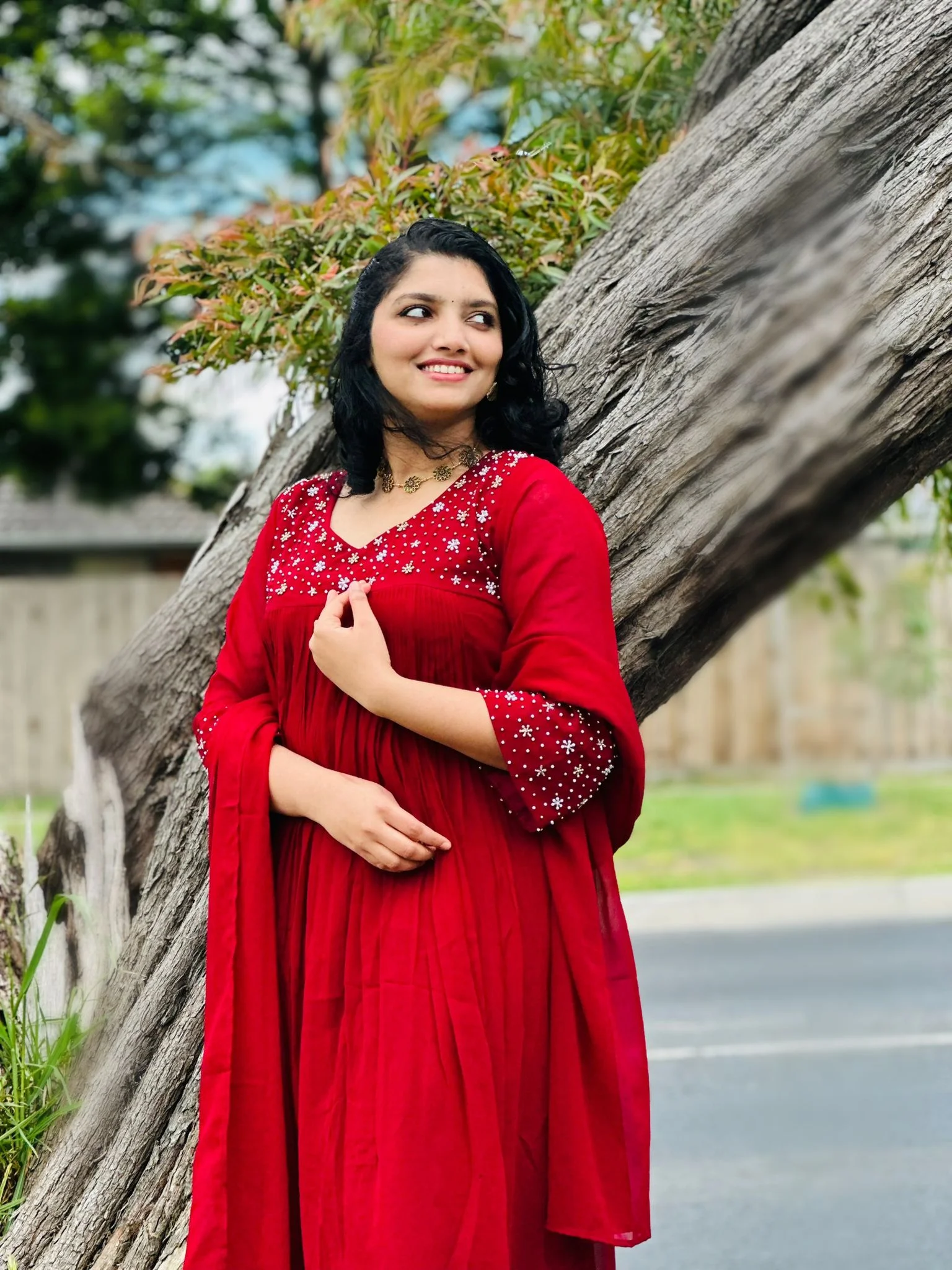 Maroon Premium Georgette Anarkali Suit with a Flowing Silhouette - Image 3