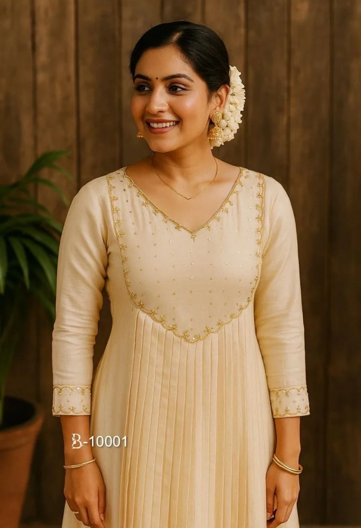 Off-White Badri Silk Kurta with delicate Gold Zari Work and Slub Cotton Straight Fit Pant with dupatta (3 piece) - Image 2